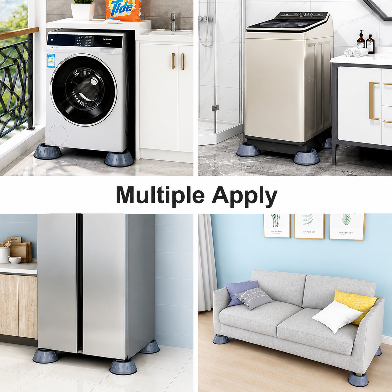 4 Pcs Anti-Vibration Washing Machine Stand Pads | Heavy Duty Non-Slip Shock Absorber Feet | Noise & Vibration Reduction Furniture Leg Pads