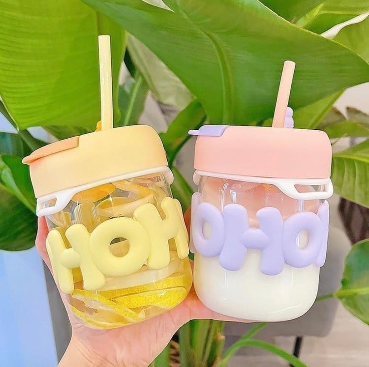 Premium Cute Glass Tumbler with Straw & Leakproof Lid | Reusable Drinking Cup for Juice, Milk, Coffee & Smoothies