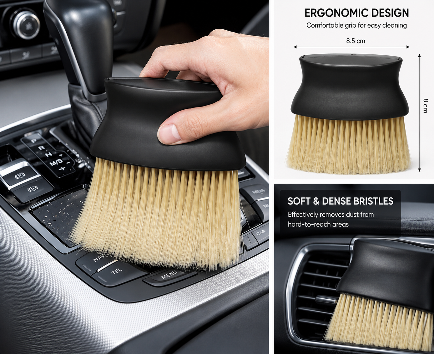 Premium Ultra-Soft Car Interior Detailing Brush | Dashboard, AC Vent & Console Dust Cleaning Brush | Multi-Purpose Auto Cleaning Tool