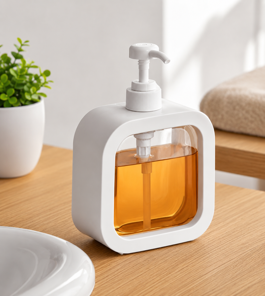 Modern Refillable Soap Dispenser with Transparent Window – Premium ABS Liquid Soap & Lotion Pump (350ml)