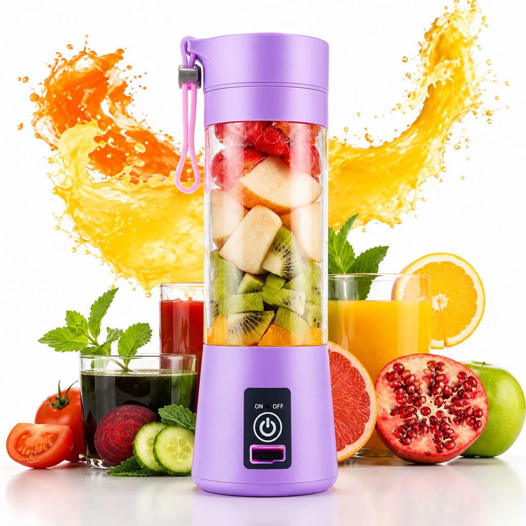 Portable USB Rechargeable Blender Bottle – Personal Mini Juicer for Smoothies, Shakes & Fresh Juice (380ml)