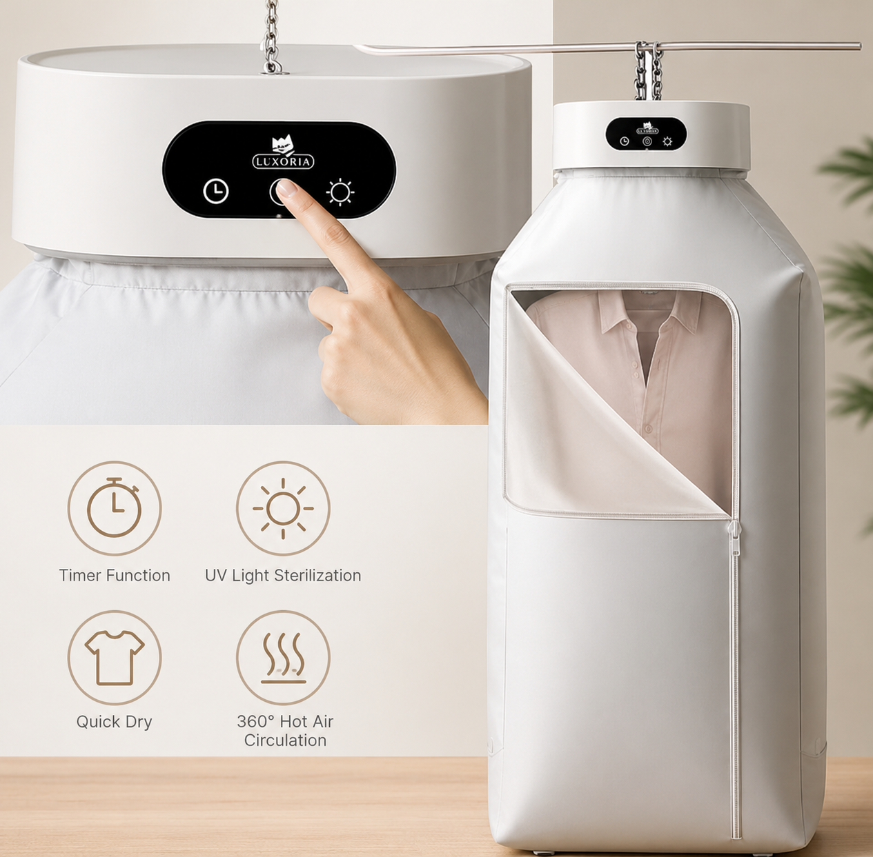 Premium Portable Electric Clothes Dryer & Sterilizer | Quick Dry, UV Sterilization, Foldable Wardrobe Dryer